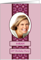 49th Pink Birthday Party Invitation Add a Picture and Name card