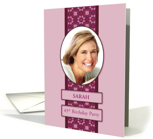 45th Pink Birthday Party Invitation Add a Picture and Name card