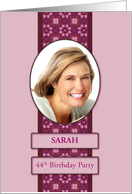 44th Pink Birthday Party Invitation Add a Picture and Name card
