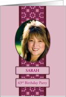 43rd Pink Birthday Party Invitation Add a Picture and Name card