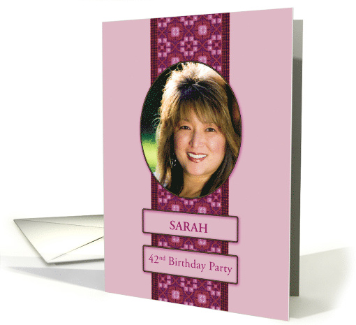 42nd Pink Birthday Party Invitation Add a Picture and Name card