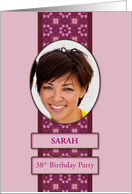38th Pink Birthday Party Invitation Add a Picture and Name card