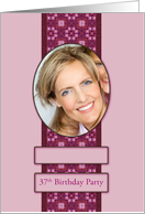 37th Pink Birthday Party Invitation Add a Picture and Name card