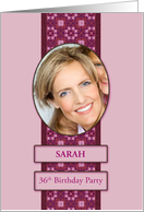 36th Pink Birthday Party Invitation Add a Picture and Name card