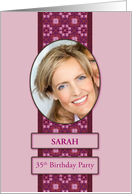 35th Pink Birthday Party Invitation Add a Picture and Name card
