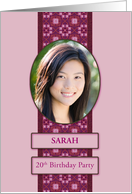 20th Pink Birthday Party Invitation Add a Picture and Name card