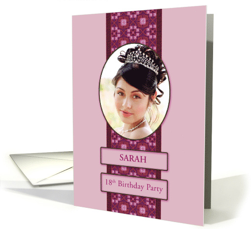 18th Pink Birthday Party Invitation Add a Picture and Name card