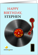 Add A Name Birthday Record Player You Rock card