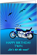 Twin Birthday Motorbike Sunset card