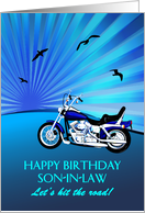 Son in Law Birthday Motorbike Sunset card