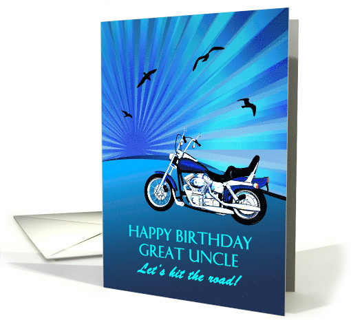 Great Uncle Birthday Motorbike Sunset card (1739886)