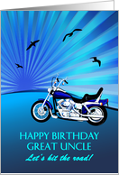 Great Uncle Birthday Motorbike Sunset card