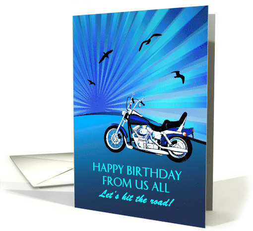 From Us All Birthday Motorbike Sunset card (1739940)