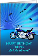 Friend Birthday Motorbike Sunset card