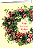 Add A Name Christmas Wreath with Scrolls Merry Christmas card