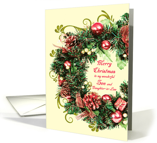 Son and Daughter in Law Christmas Wreath Merry Christmas card