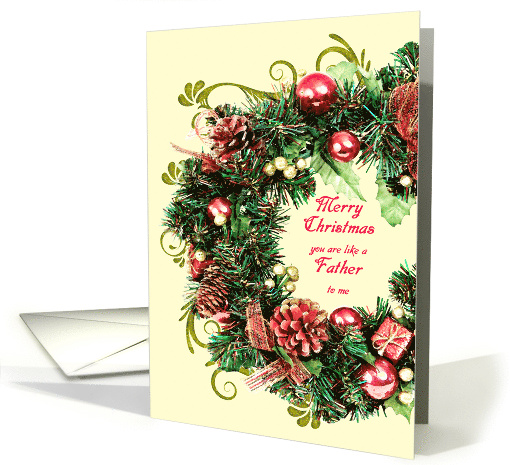 Like a Father Christmas Wreath with Scrolls Merry Christmas card
