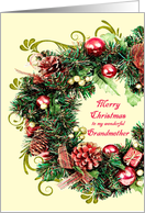 Grandmother Christmas Wreath with Scrolls Merry Christmas card