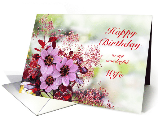 Wife Birthday Pink Flowers card (1741888)