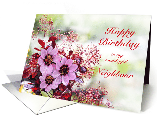 Neighbour Birthday Pink Flowers card (1741902)