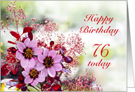 76th Birthday Day Pink Flowers card