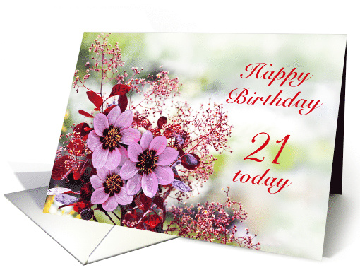 21st Birthday Day Pink Flowers card (1742464)
