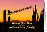 Sister and Family Christmas Santa and Reindeer Over The Desert card