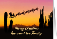 Niece and Family Christmas Santa and Reindeer Over The Desert card