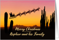 Nephew and Family Christmas Santa and Reindeer Over The Desert card