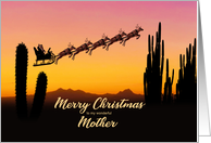 Mother Christmas Santa and Reindeer Over The Desert card