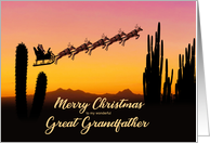 Great Grandfather Christmas Santa and Reindeer Over The Desert card
