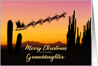 Granddaughter Christmas Santa and Reindeer Over The Desert card