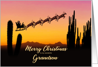 Grandson Christmas Santa and Reindeer Over The Desert card