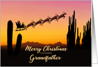 Grandfather Christmas Santa and Reindeer Over The Desert card