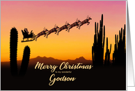 Godson Christmas Santa and Reindeer Over The Desert card