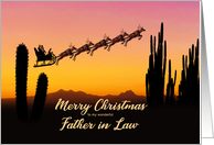 Father in Law Christmas Santa and Reindeer Over The Desert card
