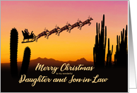 Daughter and Son in Law Christmas Santa and Reindeer Over The Desert card