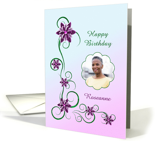 Add A Photo Birthday with Scrolls and Flowers card (1745002)