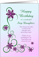 Step Daughter Birthday with Scrolls and Flowers card