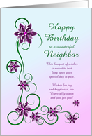Neighbor Birthday with Scrolls and Flowers card