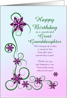 Great Granddaughter Birthday with Scrolls and Flowers card