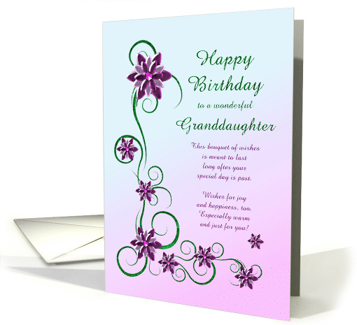 Granddaughter Birthday with Scrolls and Flowers card (1746378)