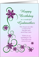 Godmother Birthday with Scrolls and Flowers card