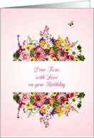 Dear Twin Birthday Divided Bouquet card