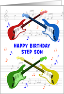 Step Son Birthday Guitars and Music card