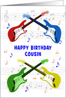 Cousin Birthday Guitars and Music card
