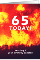 65 Birthday Forest Fire Candle Humor card