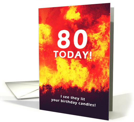 80 Birthday Forest Fire Candle Humor card (1756652)