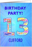 13th Birthday Party Invitation card