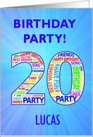 20th Birthday Party Invitation card